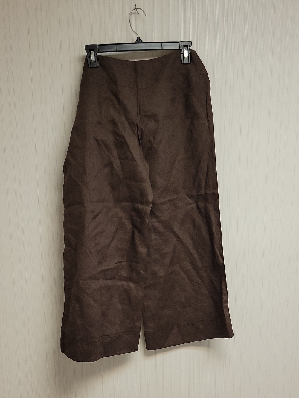 Autograph Brown Wrap Wide Leg Linen Pant  Embroidered Waist Sz 6. Boho Office - Picture 3 of 5